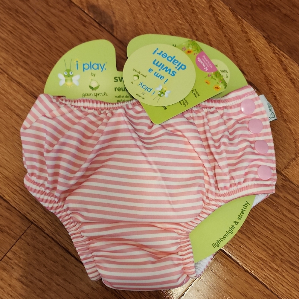 i play. Pink and White Swim Diaper Cover